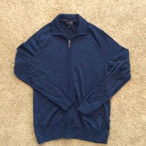 Navy blue merino wool zip up sweater mens medium